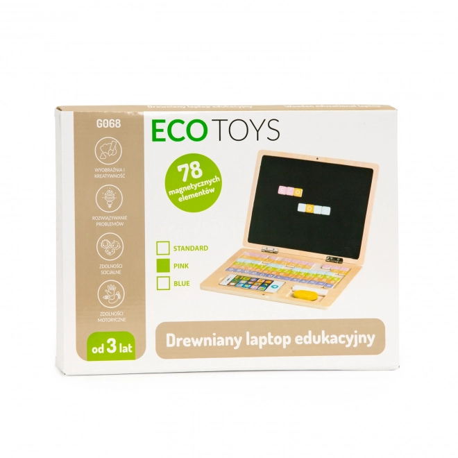 Holz-Magnet-Lern-Laptop mit Telefon und Buchstaben ECOTOYS