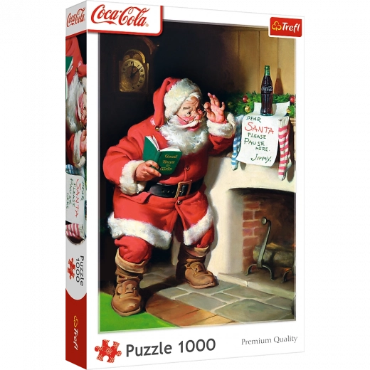 Puzzle 1000 Teile Coca‑Cola Weihnachten – Santa am Kamin