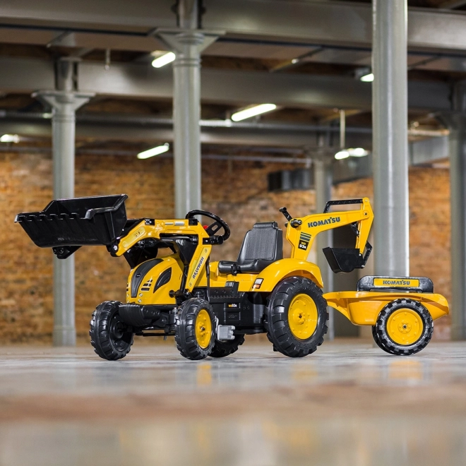 Trettraktor Komatsu mit vorderem und hinterem Löffel und Walze