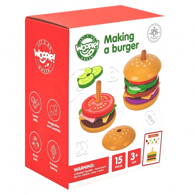 Holz Burger Restaurant Puzzle für Kinder 15 Teile FSC Zertifikat