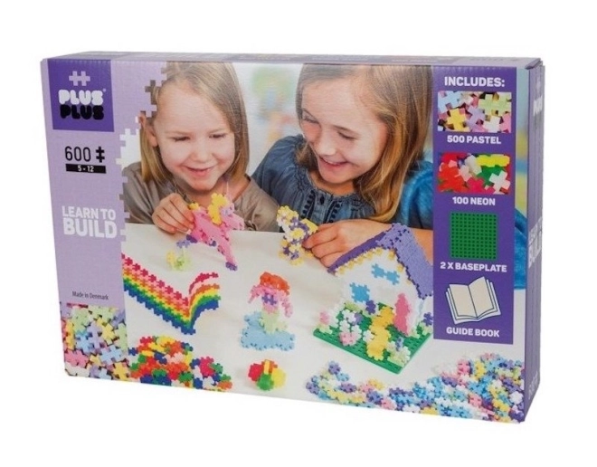 Bausteinset Plus-Plus Mini Mix 600 Stk (Pastell/Neon) + 2 Basisplatten