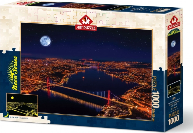 Leuchtendes Puzzle Drei Bosporus-Brücken - Art Puzzle Neon