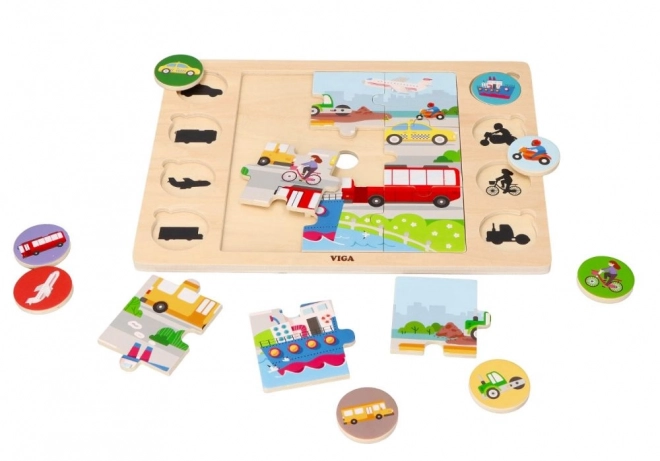 Fahrzeuge Puzzle 2 in 1 - Schatten finden Spiel