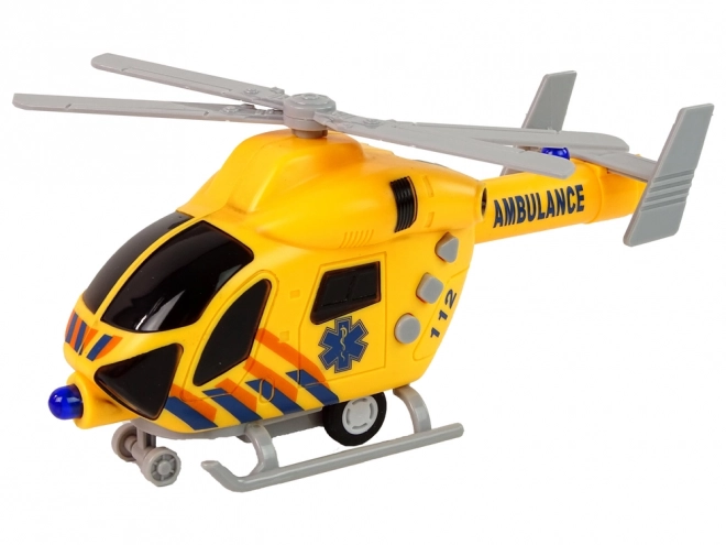 Rettungshelikopter Ambulanz Gelb mit Geräuschen und Lichtern
