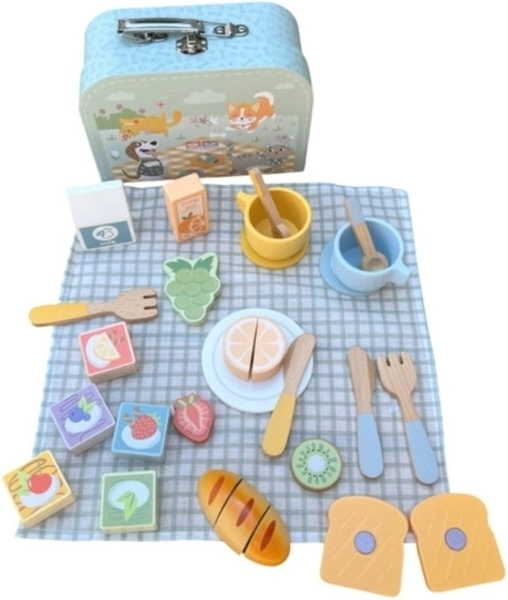 Holz-Picknick-Set mit Früchten zum Schneiden