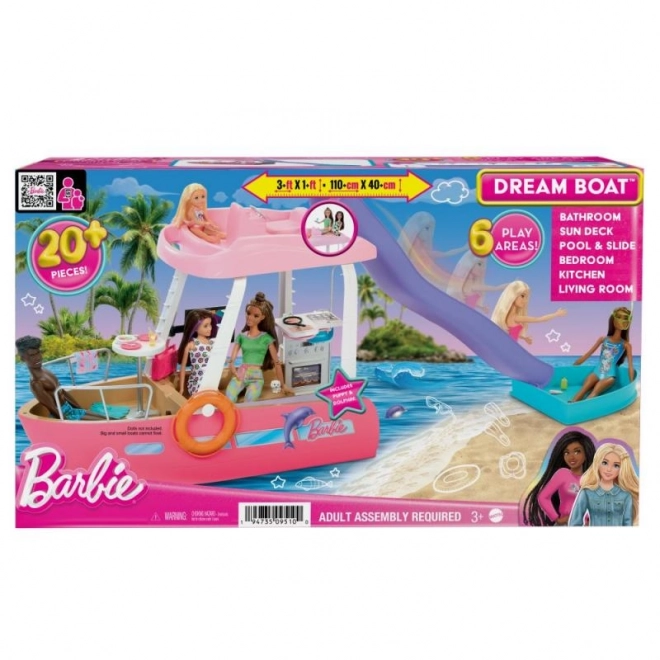 Barbie Traum-Motorboot mit transformierbarem Innenraum und Zubehör