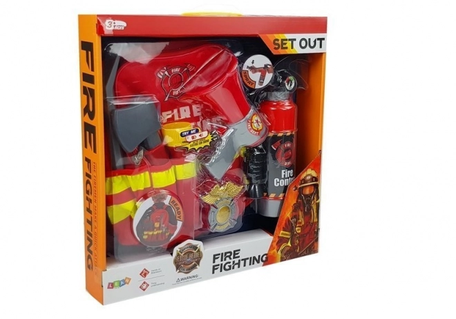 Feuerwehrmann-Set mit Rucksack, Taschenlampe, Feuerlöscher und Megafon