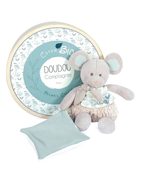 Doudou Geschenkset - Plüschmaus mit Bio-Baumwolldecke