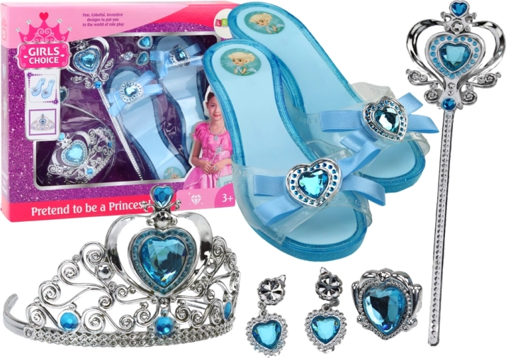 Set mit Accessoires für kleine Prinzessinnen Krönchen-Slipper Blau