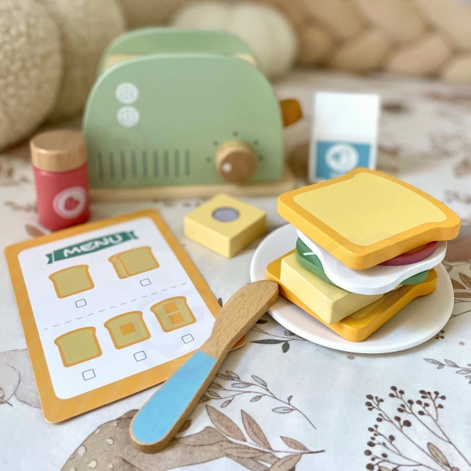 Hölzerner Toaster Pastell Frühstücksset von Tooky Toy