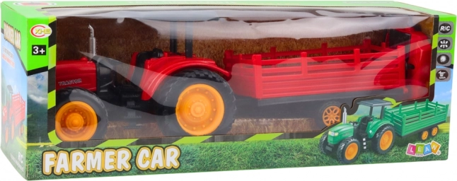 Ferngesteuerter Bauernhof-Traktor mit Anhänger rot