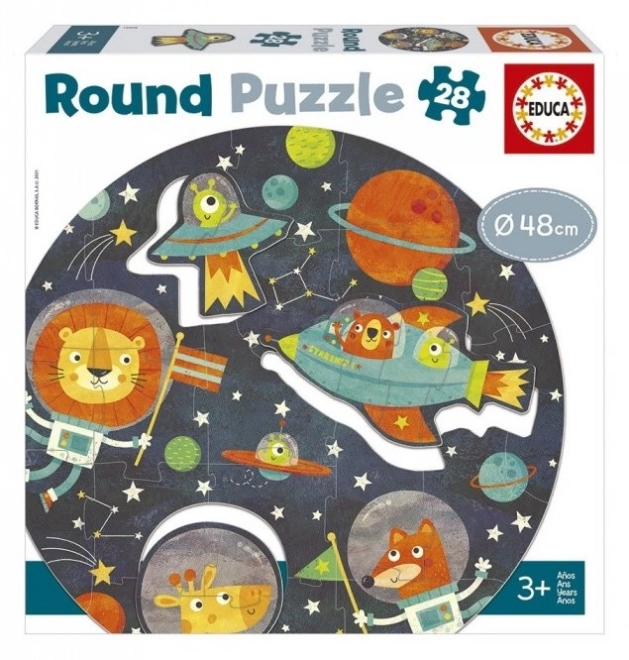 Rundes Puzzle Weltraum 28 Teile