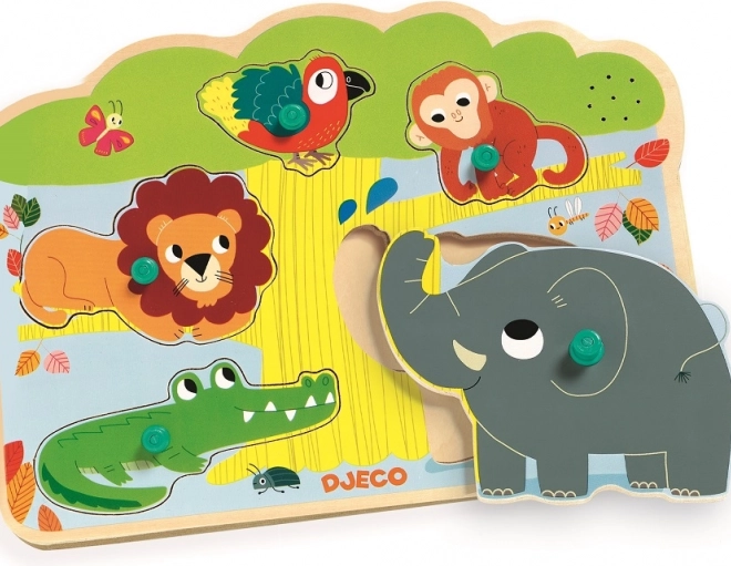 Einlegepuzzle Dschungeltiere mit Klängen Djeco
