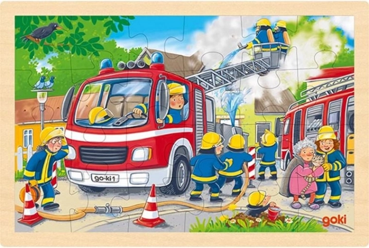Holzpuzzle Feuerwehr 24 Teile GOKI