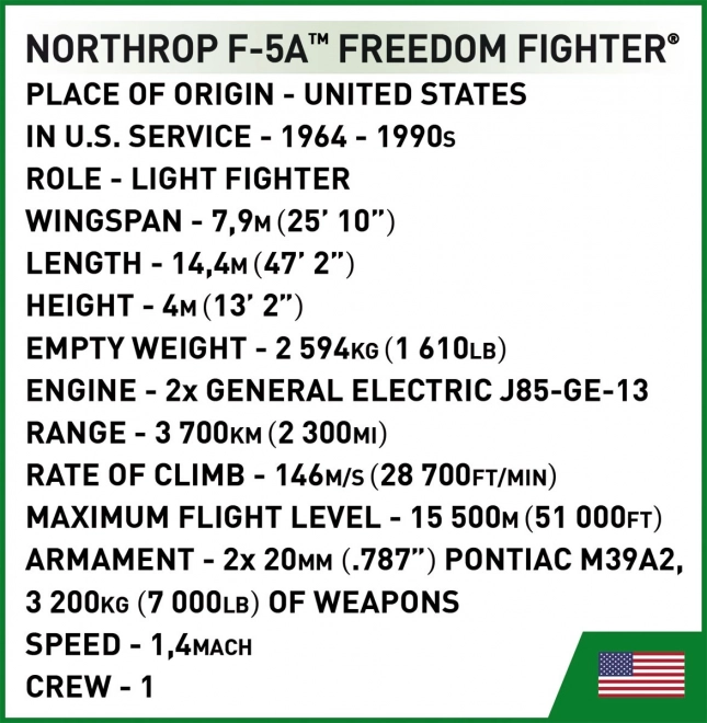 Konstruktionsspielzeug Northrop F-5A Freedom Fighter