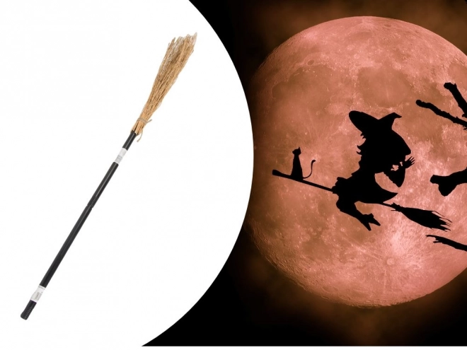 Hexenbesen Baba Yaga Schwarz 90 cm für Halloween