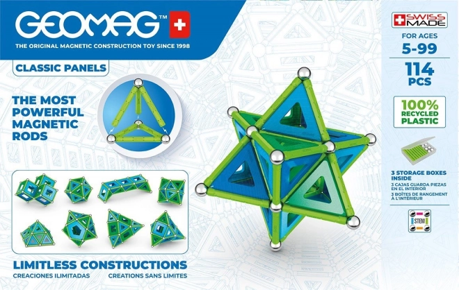 Geomag Klassische Magnetbausteine aus recyceltem Material 114 Teile