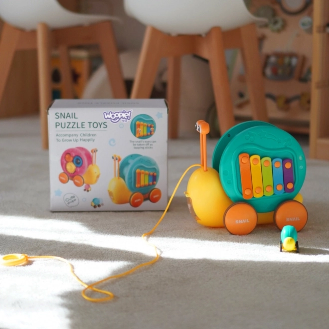 Woopie 4-in-1 Ziehspielzeug Schnecke mit Xylophon und Sensorik