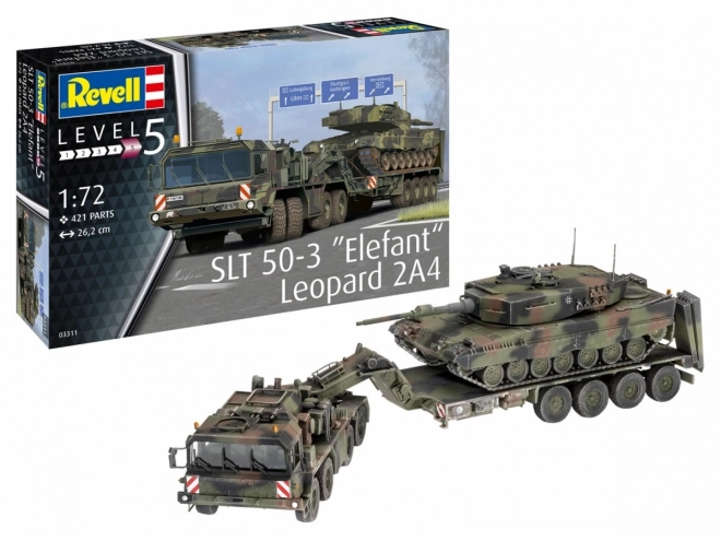 Schwertransporter SLT 50-3 Elefant mit Panzer Leopard 2A4 Modellbausatz