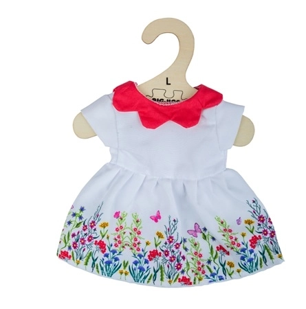 Bigjigs Toys Blumenkleid mit rotem Kragen für Puppen 38 cm