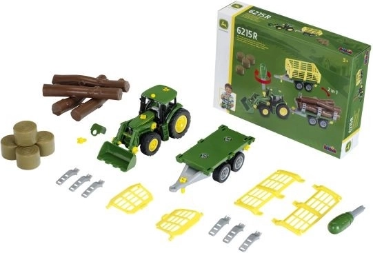 John Deere Traktor zum Zusammenbauen mit 2 Anhängern