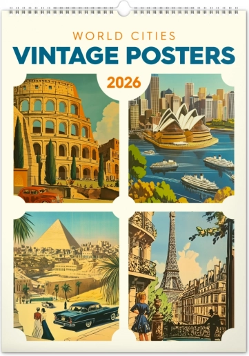Wandkalender Vintage Poster – Weltstädte 2026