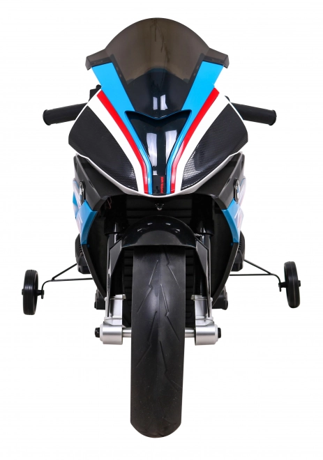 Kinder-Elektromotorrad BMW HP4 Blau + Stützräder + sanfter Start + EVA + MP3 LED