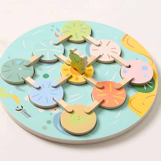 Hölzerner Frosch und Pastellfarben
