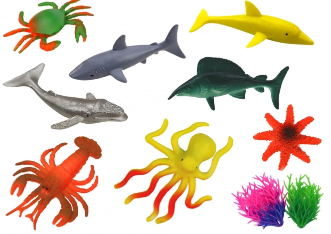 Set aus Meereslebewesen-Figuren und Wasserpflanzen