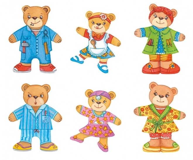 Anziehbare Bärenfamilie - Holzpuzzle