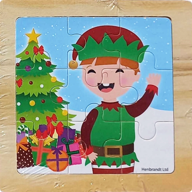 Weihnachtliches Holzpuzzle mit Wichtel