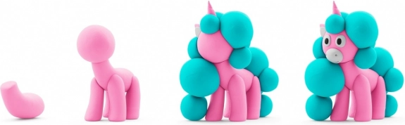 Knetmasse Hey Clay Einhörner 3 Packungen, Wolkig