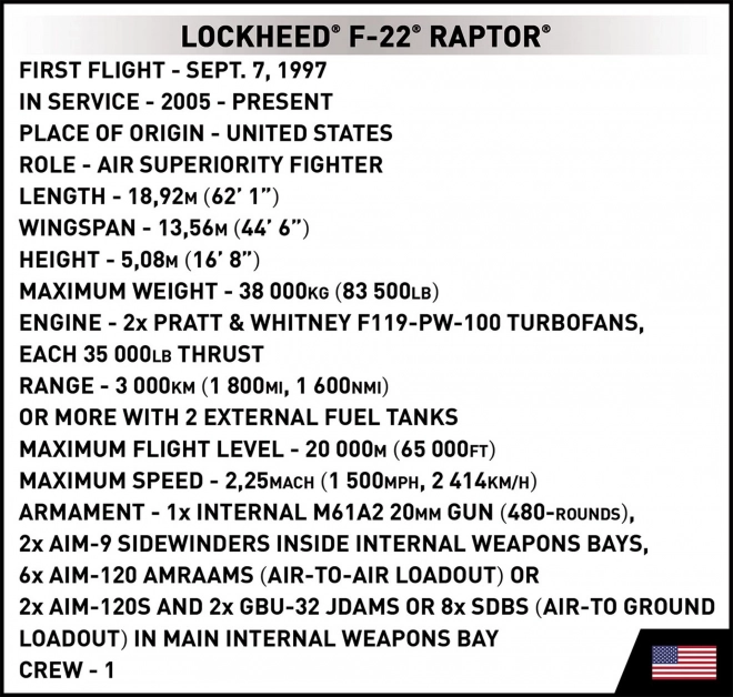 Cobi Armed Forces Lockheed F-22 Raptor Modellbausatz