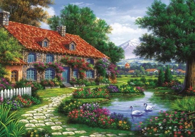 Puzzle Garten mit Schwänen 1500 Teile