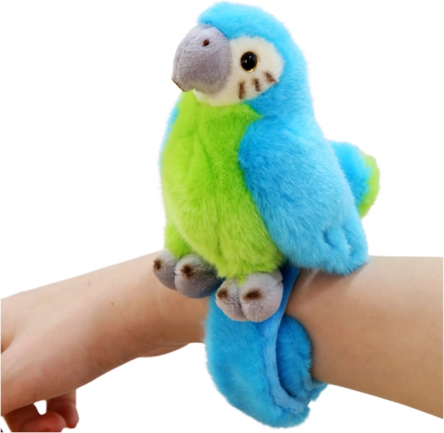 Blaue Plüschpapagei fürs Handgelenk