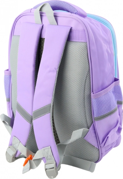 Schulrucksack mit Aufnähern und Brustgurt lila 16L