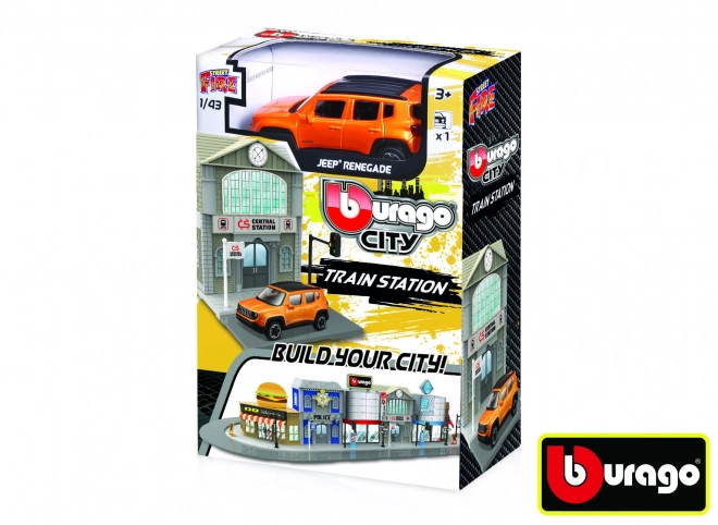 Bburago City Bahnhof Spielset mit Jeep Renegade