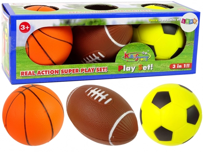 Set aus weichen Sportbällen 3-in-1: Fußball, Basketball