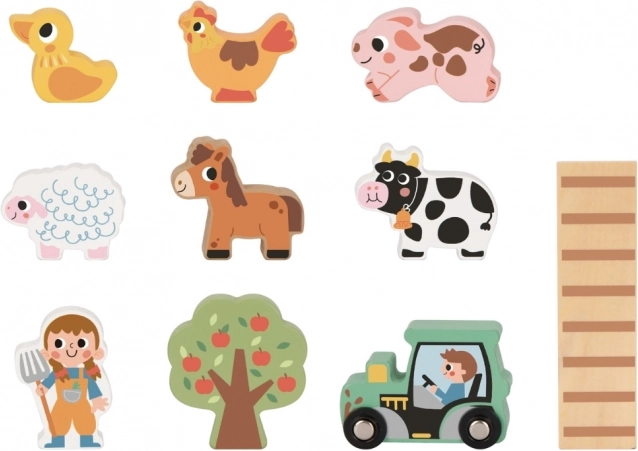 Tooky Toy Zusammenbaubare Holzfarm mit Tierfiguren