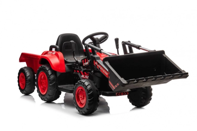Kinderroter Traktor mit wiederaufladbarem Akku und Löffel