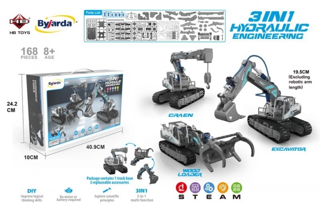 3-in-1 Hydraulisches Baufahrzeug-Set für Kinder