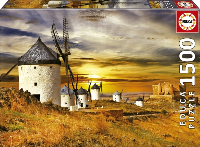 Educa Puzzle Sonnenuntergang in Spanien: Windmühlen, Consuegra 1500 Teile