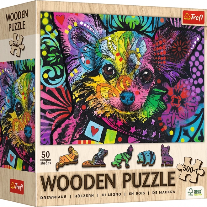 Holzpuzzle Buntes Welpe