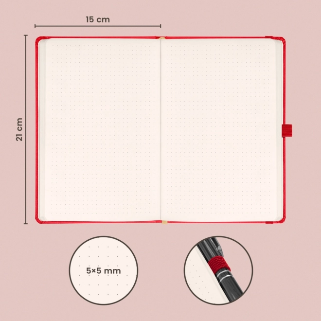 Notizbuch Aprint rot mit Punktraster 15 x 21 cm