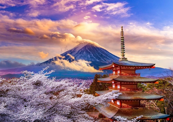Puzzle Fuji-Berg im Frühling, Japan – 1000 Teile