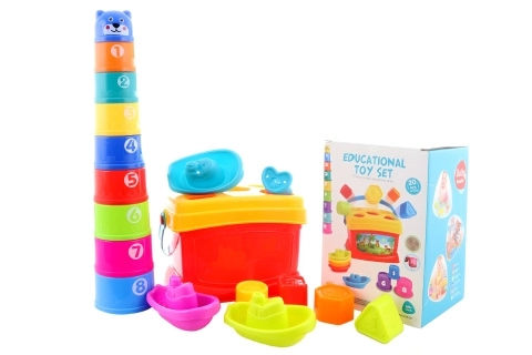 Kinderset 3-in-1 mit Steckspiel, Booten und Pyramide