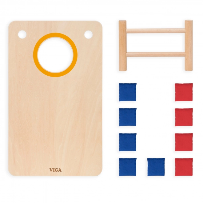 VIGA Geschicklichkeitsspiel 2-in-1 Tic Tac Toe und Zielwurf
