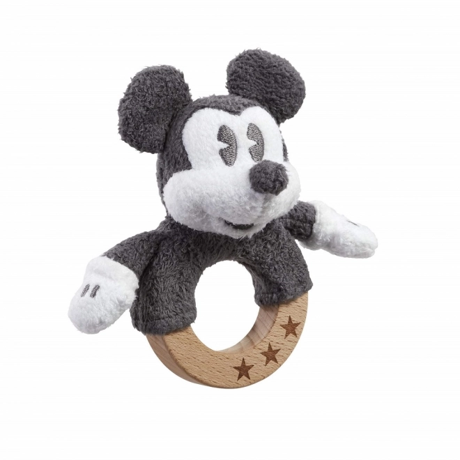 Holz- und Plüsch-Rassel Mickey Mouse