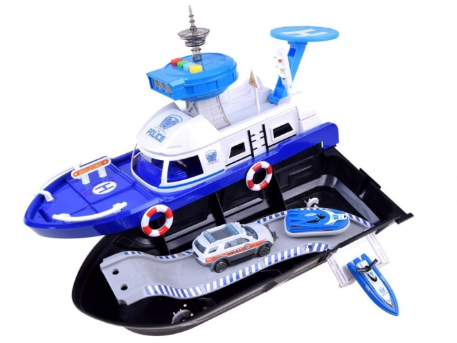 Polizei Boot mit Hubschrauber Set