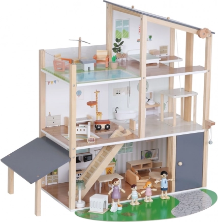 Holzpuppenhaus mit Aufzug und Dachterrasse
